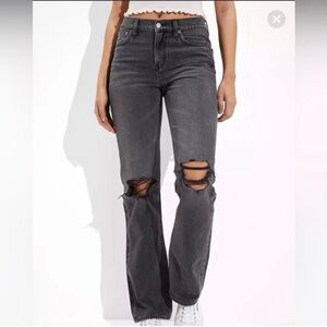NWT American Eagle 90s Bootcut Rocker Black Distressed Jeans Womens 4/27
